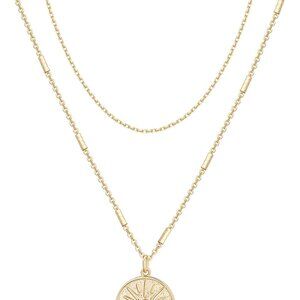14K Gold Plated Layering Necklaces Minimalist Pendant Jewelry for Women